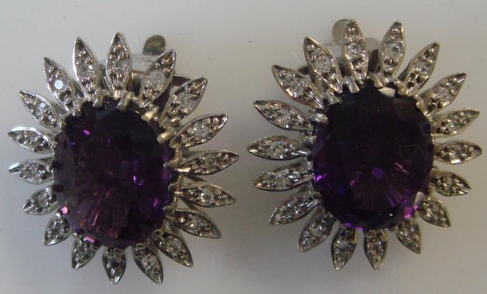 Appraisal: K wg Amethyst and Diamond Earrings Approx mm x mm