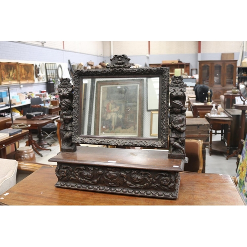 Appraisal: Carved wooden vanity mirror with drawer circa approx cm H