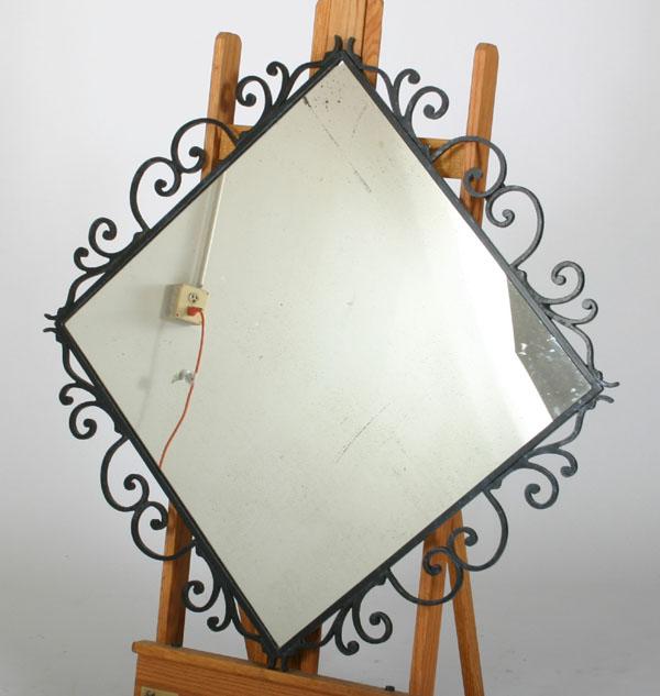 Appraisal: Wrought iron scroll-work mirror repeating pattern Sq Loss to silvering