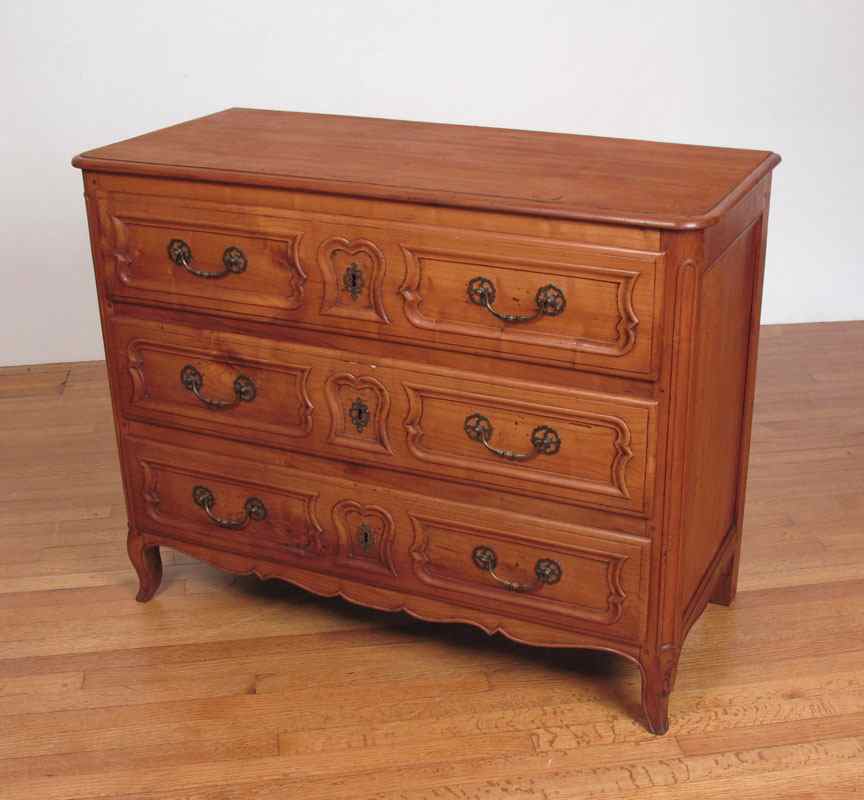 Appraisal: EARLY TH C FRENCH PROVINCIAL COMMODE White cherry chest of