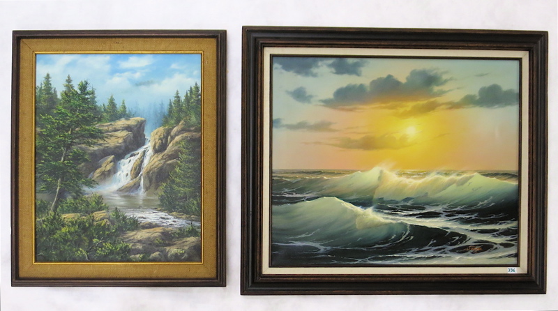 Appraisal: T FENSKE TWO OILS ON CANVAS American th century Seascape