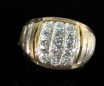 Appraisal: Fourteen-Karat Two-Color Gold and Diamond Gentleman's Ring composed of three