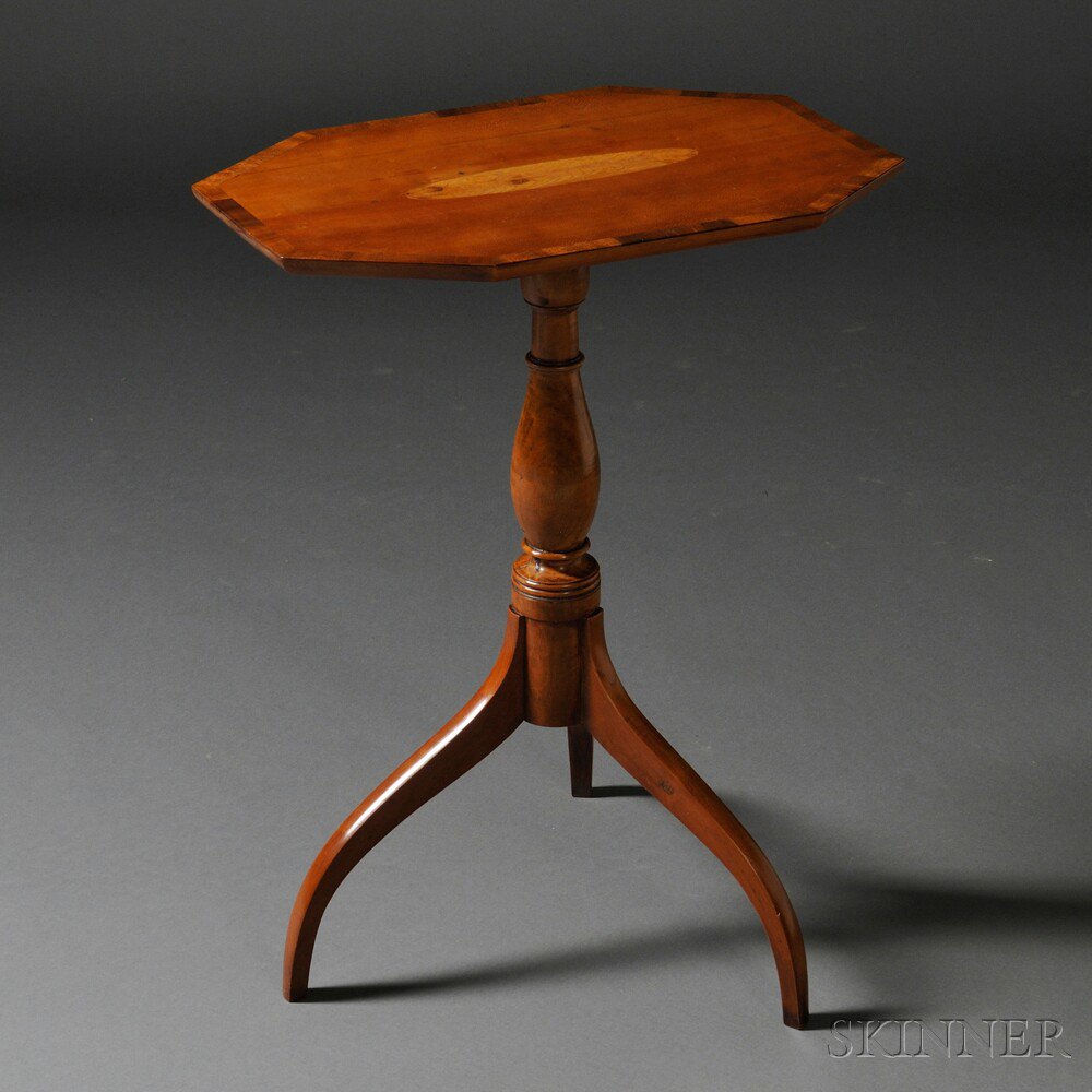 Appraisal: Federal Inlaid Cherry Octagonal-top Candlestand Massachusetts or New Hampshire c