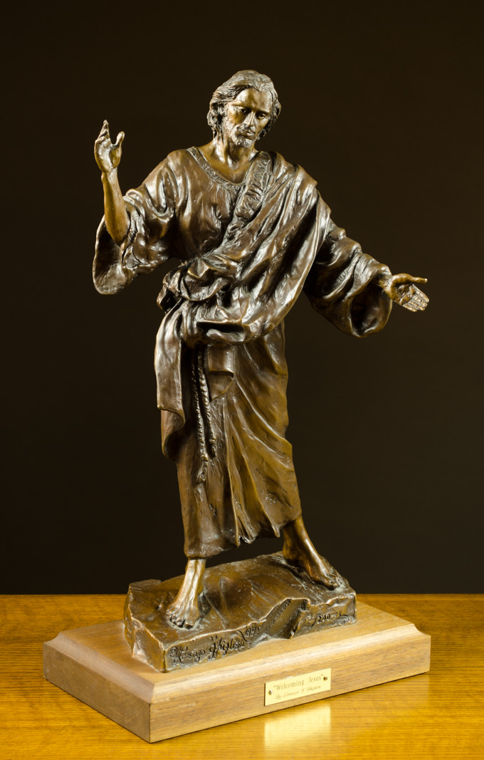 Appraisal: LORENZO GHIGLIERI BRONZE SCULPTURE Oregon born Welcoming Jesus Inscribed Lorenzo