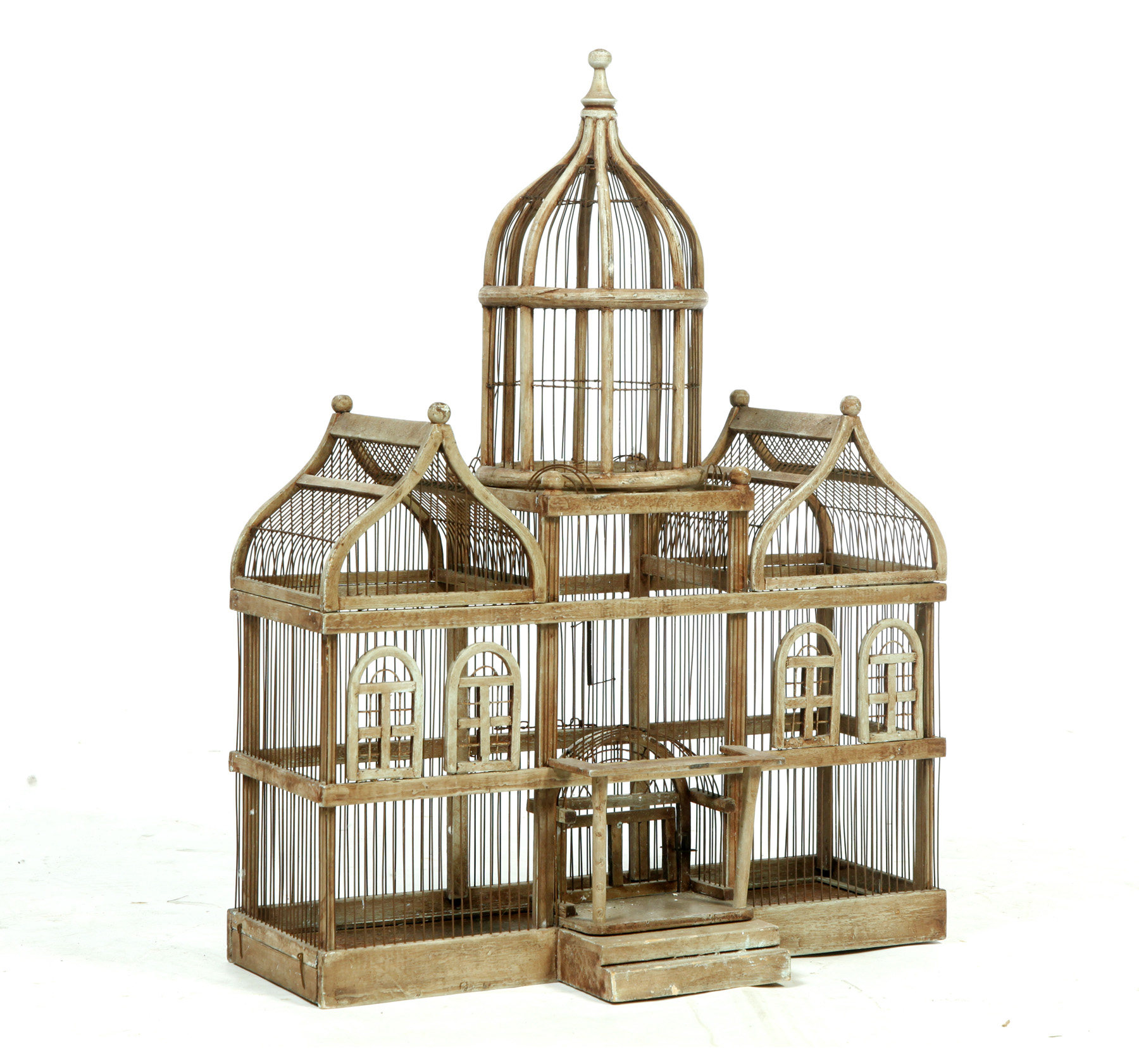 Appraisal: BIRDCAGE Asian th quarter- th century Wooden case with wire