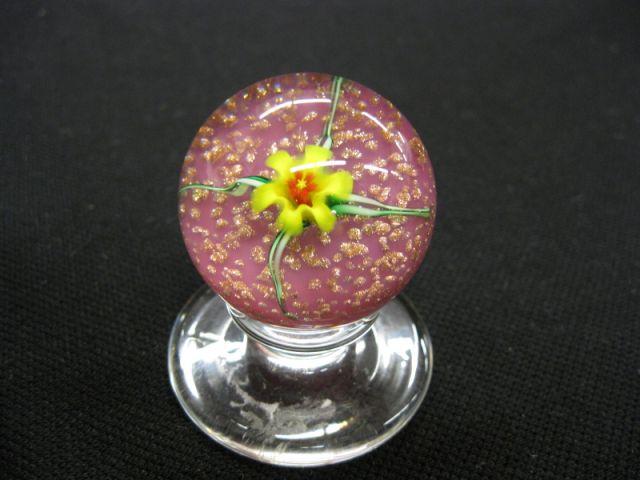 Appraisal: Art Glass Paperweight on pedestal base rich floral diameter tall