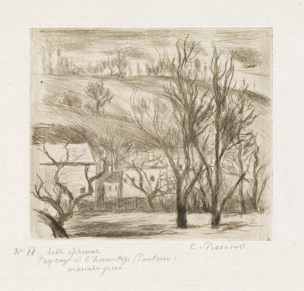 Appraisal: CAMILLE PISSARRO Paysage l'Hermitage Pontoise Drypoint and mani re grise