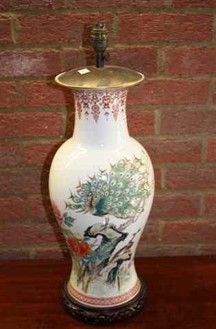 Appraisal: A CHINESE PORCELAIN TABLE LAMP with exotic bird decoration on