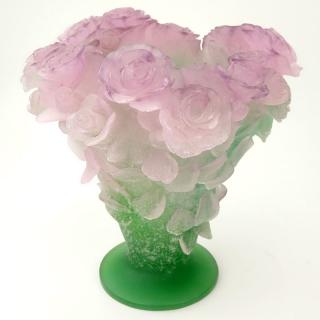 Appraisal: Large Daum Pate de Verre Rose Vase Large Daum Pate