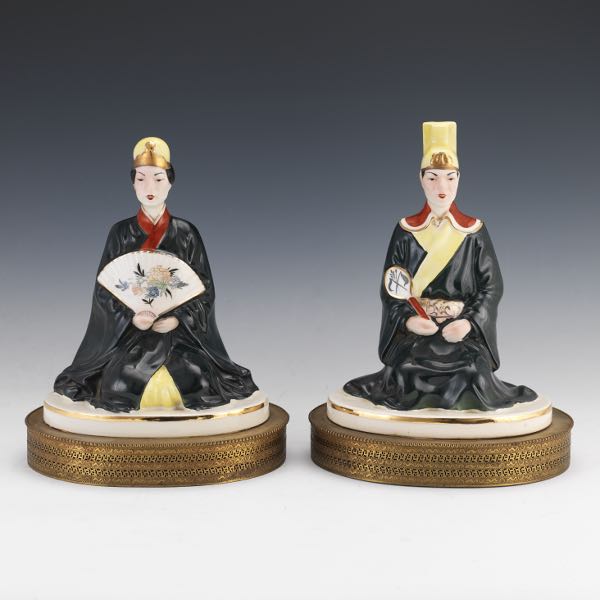 Appraisal: PAIR OF JAPANESE FIGURAL LAMP BASES CA 'S x x