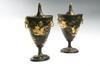 Appraisal: URNS - Pair of Regency pewter black and gold tole