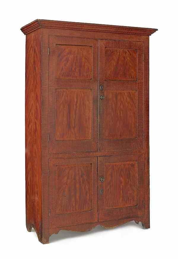 Appraisal: New Jersey painted pine wall cupboard ca retaining its original