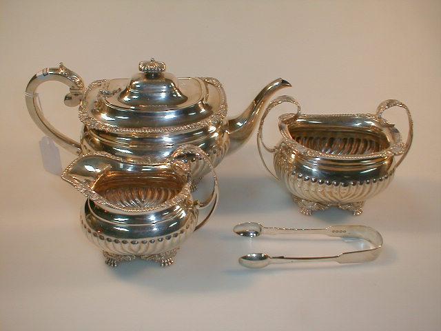 Appraisal: An Edwardian silver three piece tea service by Edward Barnard