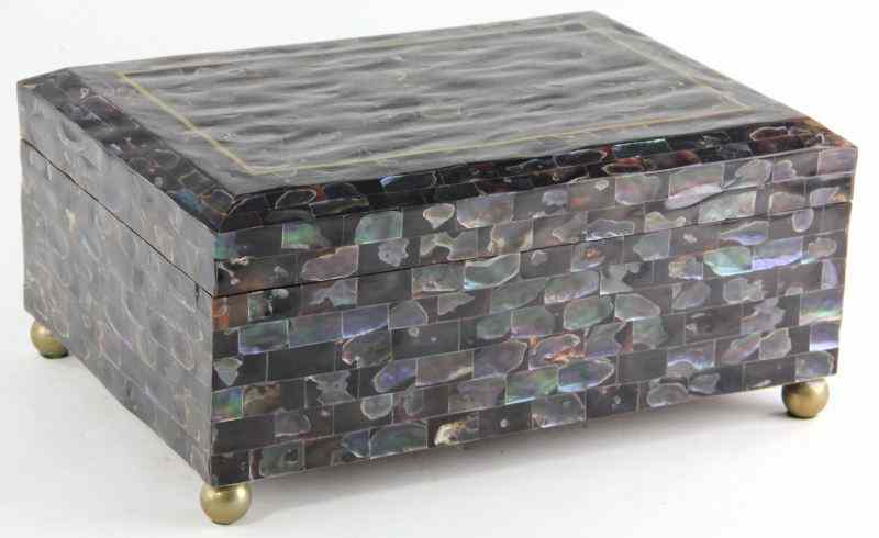 Appraisal: Mother of Pearl Document Box th century rectangular panels lid