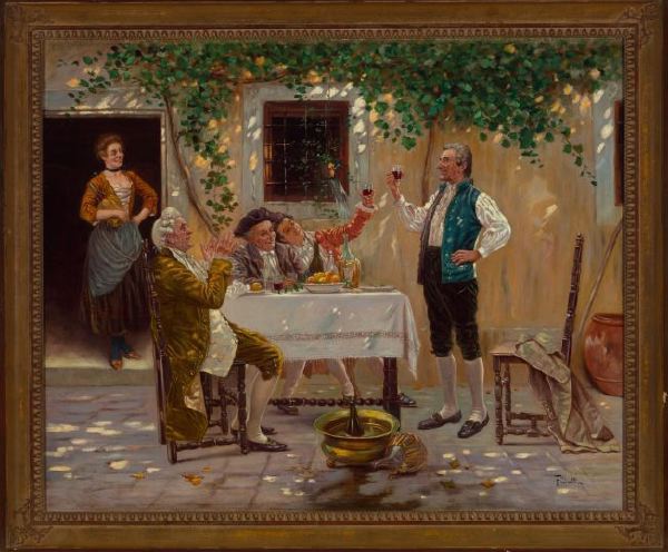 Appraisal: F Ciotta Italian th Century The Tavern Toast oil on