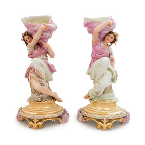 Appraisal: A Pair of Brevete Porcelain Figural Vases Late th Century