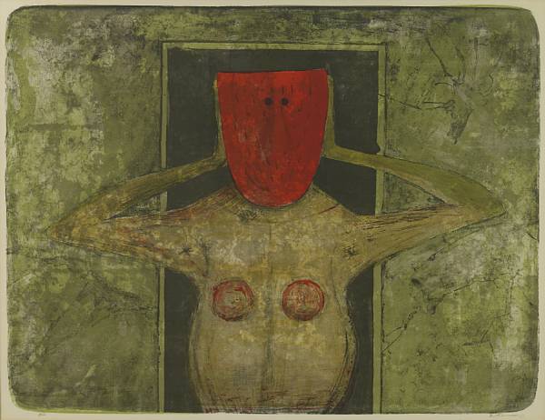 Appraisal: Rufino Tamayo Mexican - Red Mask from Mujeres P Lithograph