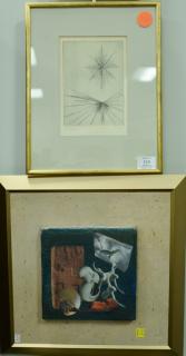 Appraisal: Six framed items including etching Christmas for John Skillon and