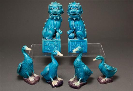 Appraisal: Six Chinese Export blue celadon porcelain animals late th early