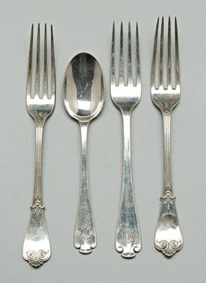 Appraisal: Tiffany sterling flatware pieces Flemish ten forks in two with