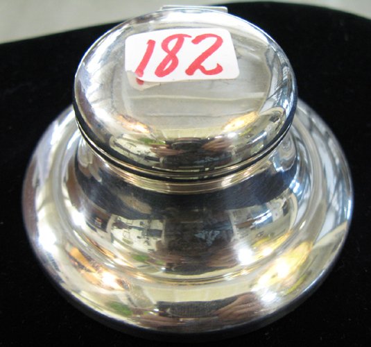 Appraisal: AN ENGLISH VICTORIAN STERLING SILVER HALLMARKED INKWELL Birmingham - round