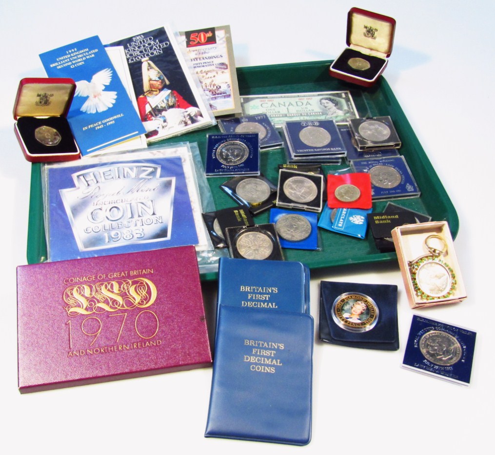 Appraisal: Various commemorative coins to include cased Princes Charles and Lady