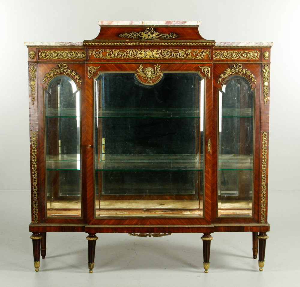 Appraisal: - th C Vitrine th century vitrine mahogany with dore