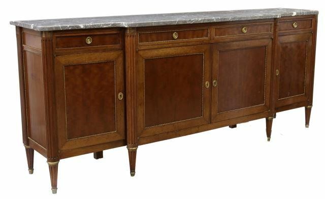 Appraisal: French Louis XVI style marble-top mahogany sideboard early th c