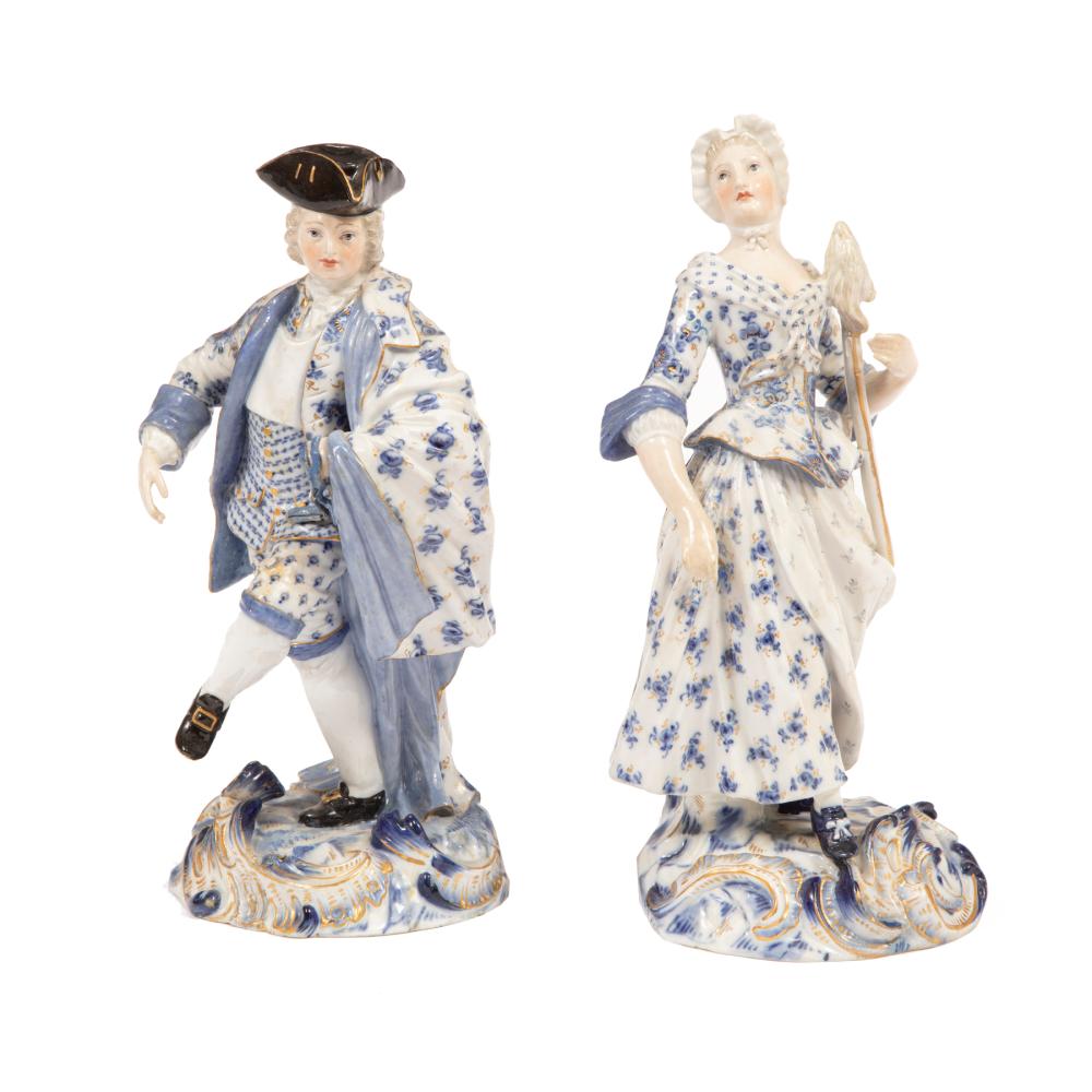 Appraisal: Pair of Meissen Blue and White Porcelain Figures of a