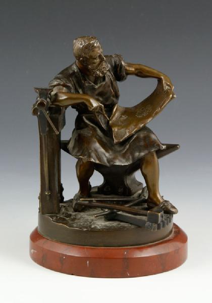 Appraisal: - German Statue of a Blacksmith Bronze German statue of