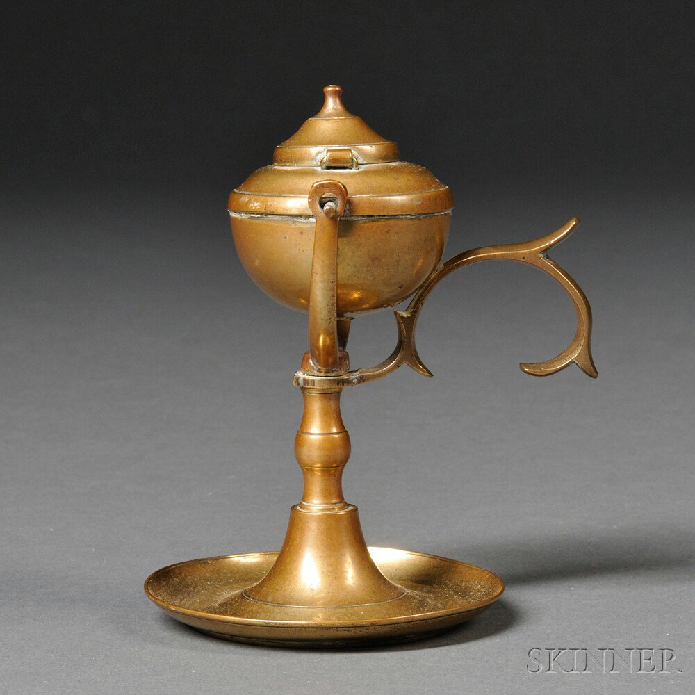 Appraisal: Brass Gimbaled Whale Oil Lamp late th early th century