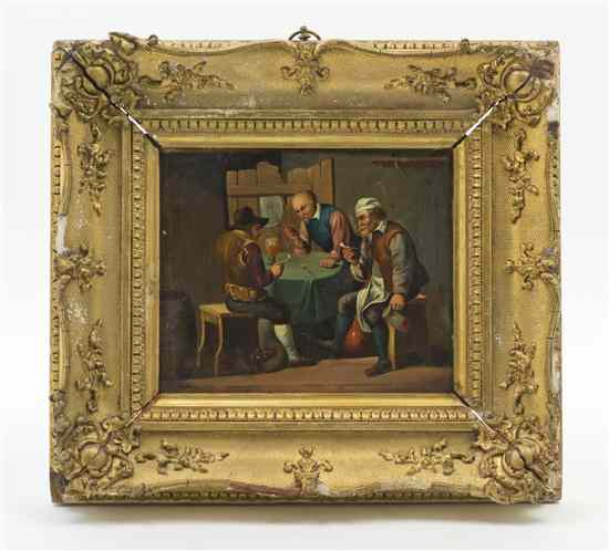 Appraisal: Continental School th century Three Men in a Tavern oil