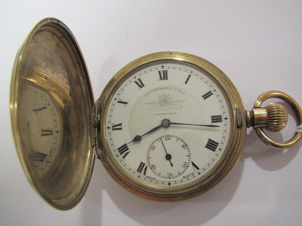 Appraisal: Rolled gold full hunter pocket watch by Thomas Russell Sons