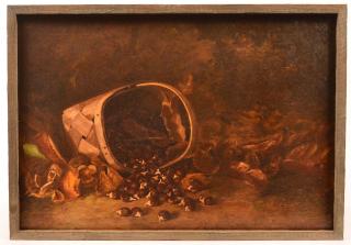 Appraisal: T Dysart Oil on Canvas Basket of Chestnuts Oil on