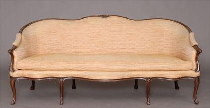 Appraisal: GEORGE III CARVED MAHOGANY SETTEE The serpentine top rail with