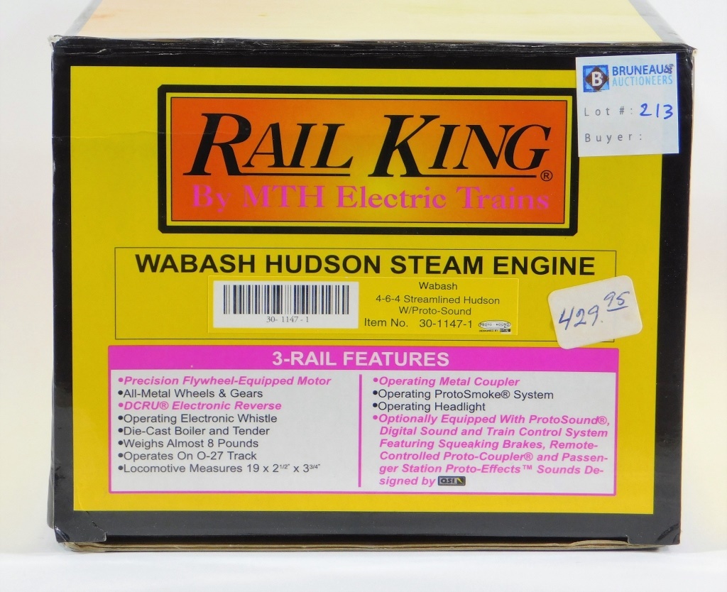 Appraisal: RAIL KING WABASH HUDSON STREAMLINED STEAM ENGINE United States ContemporaryThree