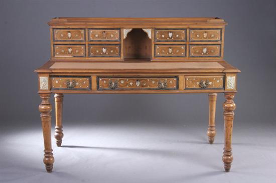 Appraisal: ITALIAN TH CENTURY DESK AND CHAIR th century fruitwood Stepped-back