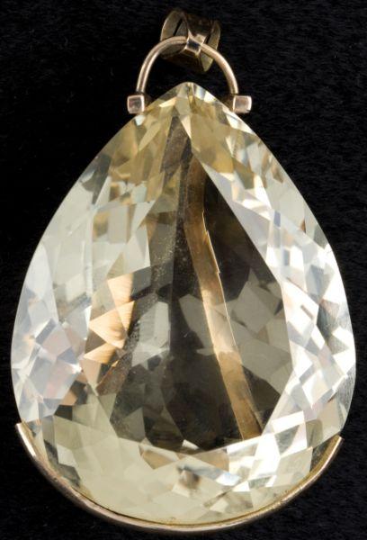 Appraisal: KT Yellow Gold Large Citrine Drop Pendant one very large