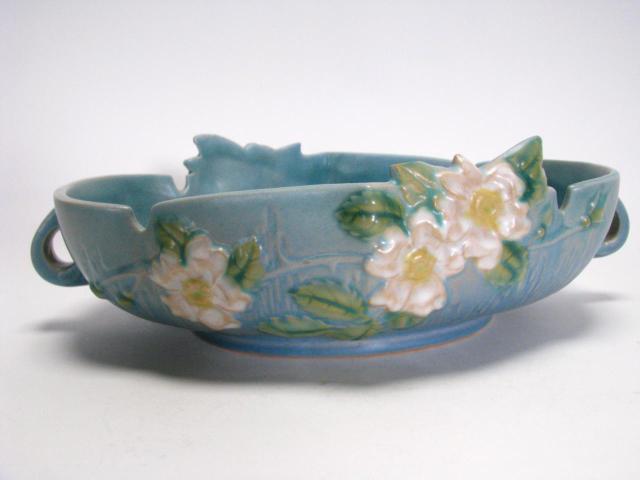 Appraisal: Roseville Pottery White Rose Long Bowl -