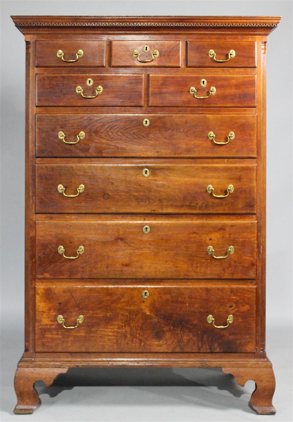 Appraisal: PENNSYLVANIA CHIPPENDALE CARVED WALNUT TALL CHEST OF DRAWERS having a