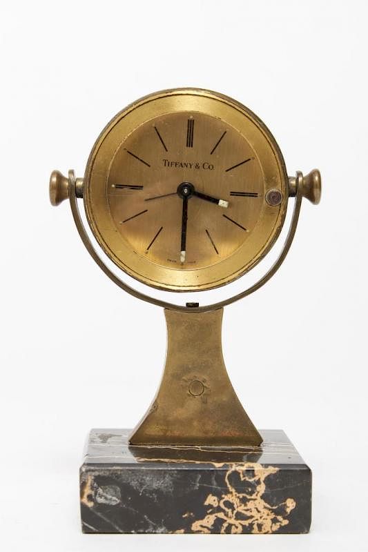 Appraisal: Tiffany Co Mid-Century Alarm Clock Brass Vintage Mid-Century Modern Tiffany