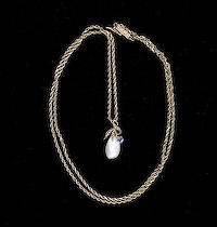 Appraisal: Ladies' K Gold Pearl and Sapphire Pendant with Chain K