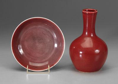 Appraisal: Two Chinese copper-red pieces bottle vase rich strawberry with darker