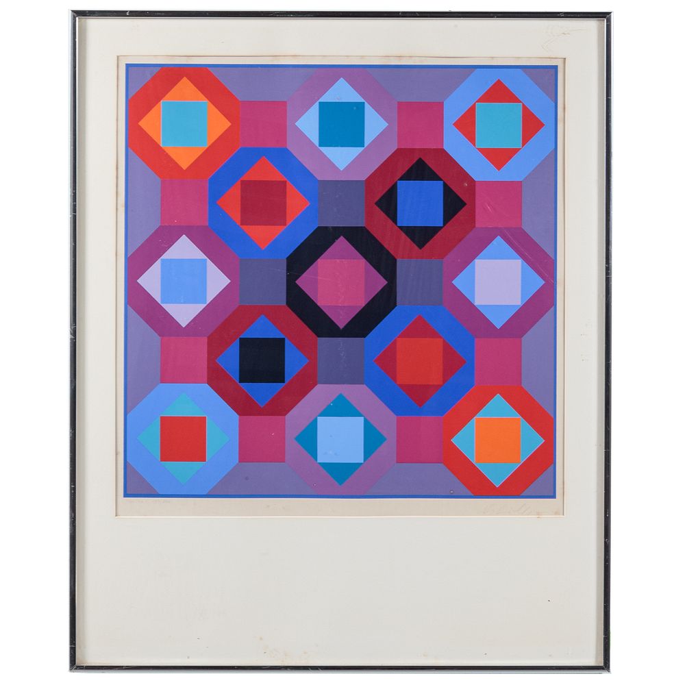 Appraisal: Victor Vasarely Oc-Ta color screenprint Hungarian - Ed signed Vasarely