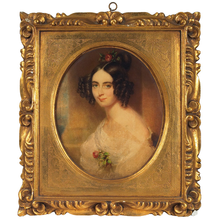 Appraisal: Victorian print portrait of a young woman held in a