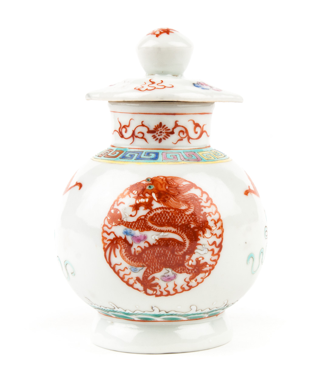 Appraisal: Chinese porcelain sauce jar with unusual screw-threaded lid and neck