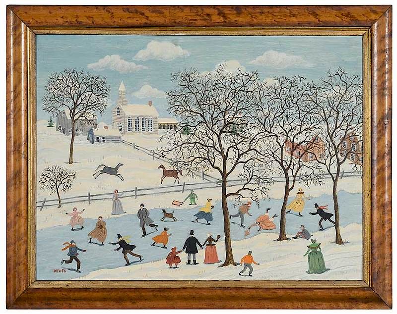 Appraisal: Albert Webster Davies American - Skating Scene signed lower left