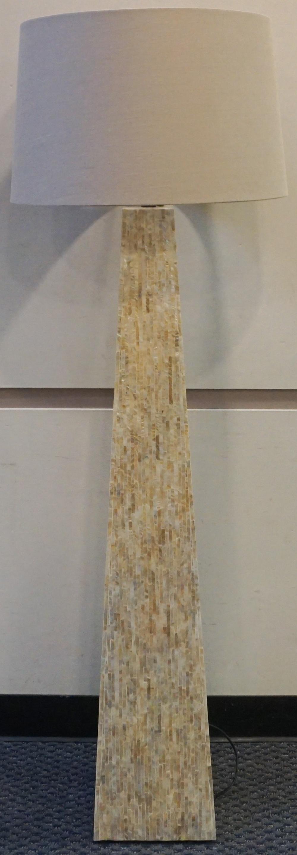 Appraisal: MODERNIST MOTHER OF PEARL OBELISK-FORM FLOOR LAMP WITH SHADE H