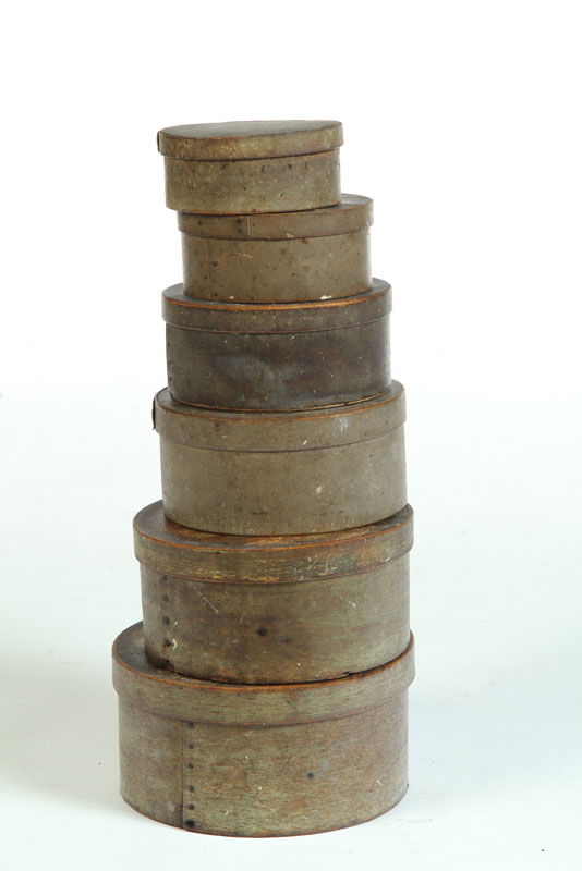 Appraisal: STACK OF SIX PANTRY BOXES American nd half- th century