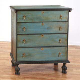 Appraisal: American blue painted blanket chest American blue painted blanket chest